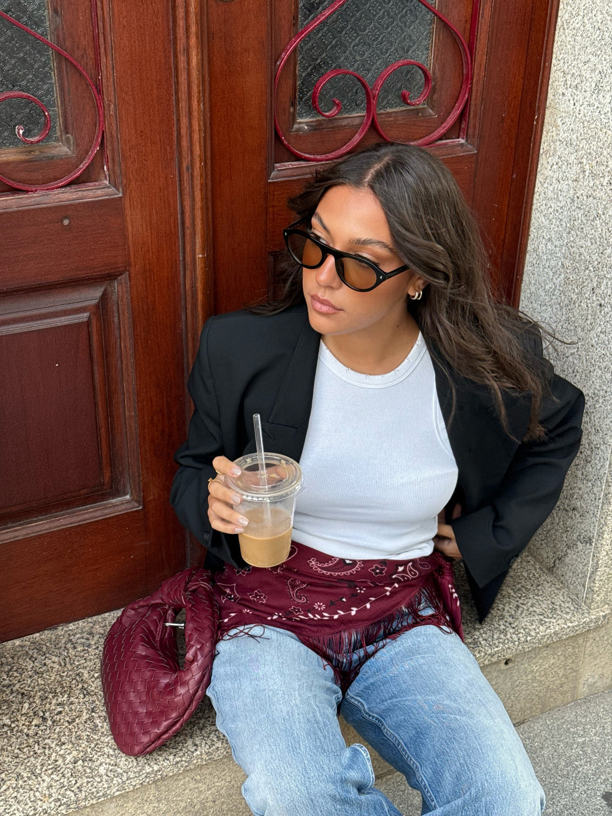 FRINGE SCARF | BORDEAUX