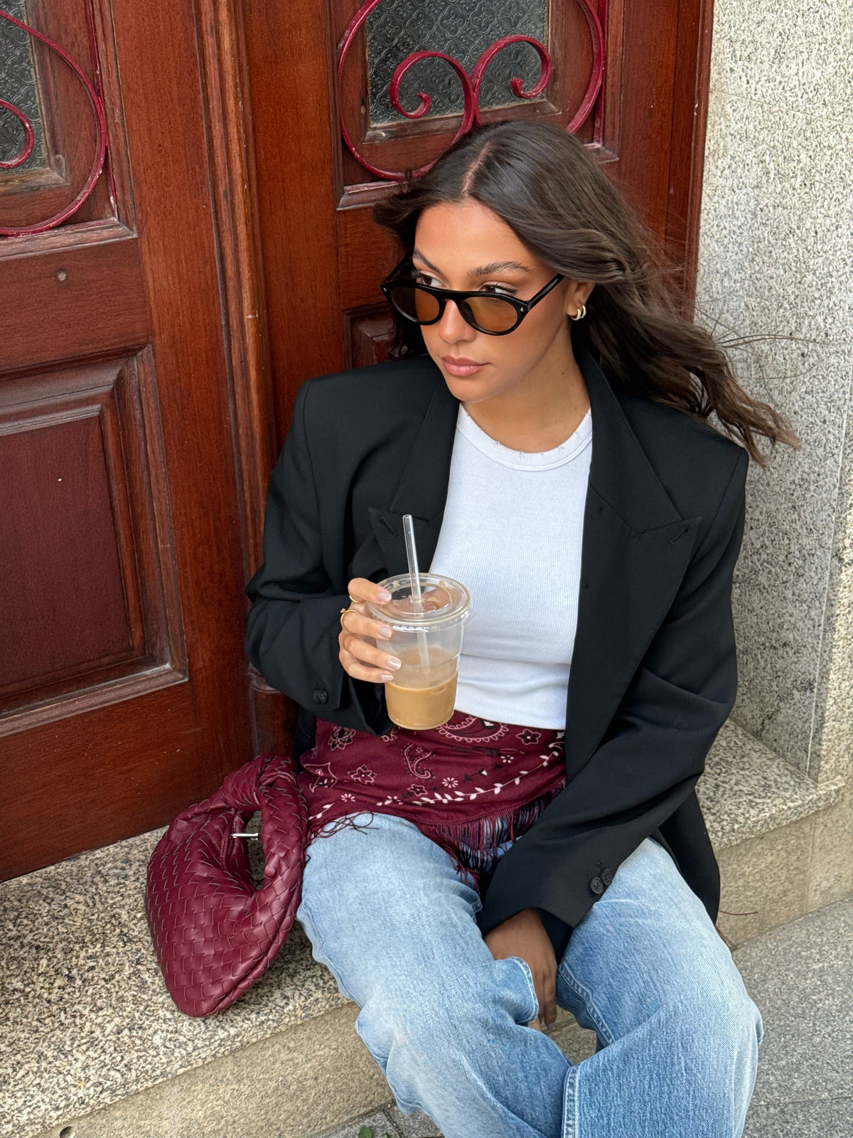 FRINGE SCARF | BORDEAUX