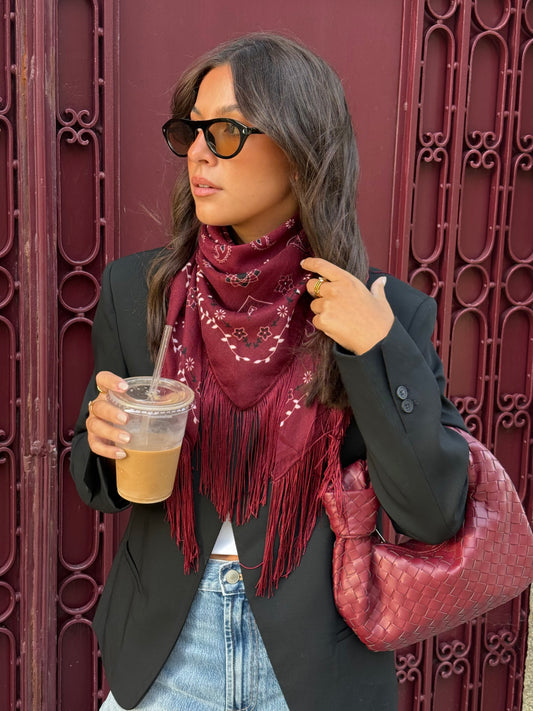 FRINGE SCARF | BORDEAUX