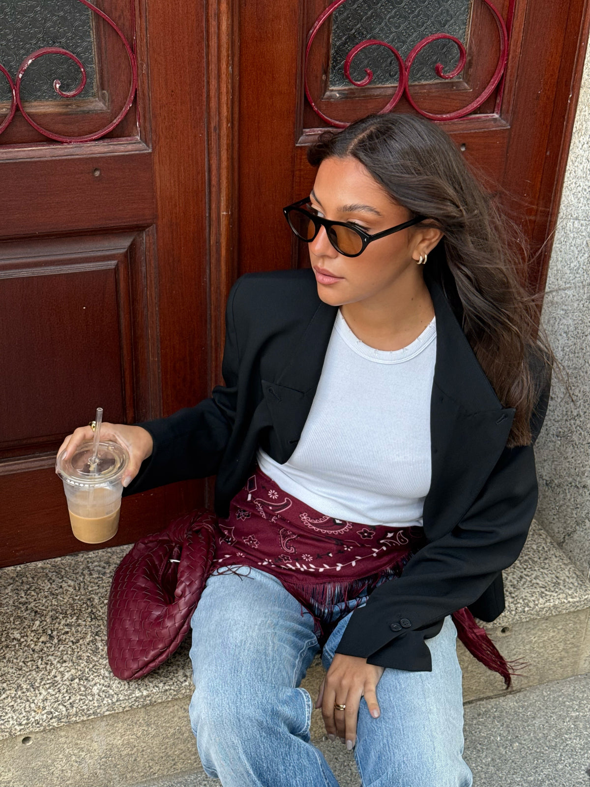 FRINGE SCARF | BORDEAUX